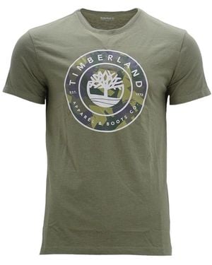 Timberland Printed T Shirts Crew Neck Summer Top Short Sleeve Premium Tee - Green