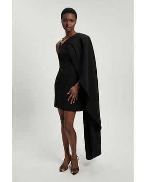 Karen Millen Compact Viscose Asymmetric Detail Mini Dress - Black