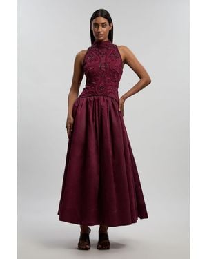 Karen Millen Cornelli Embellished Taffeta Prom Dress - Red