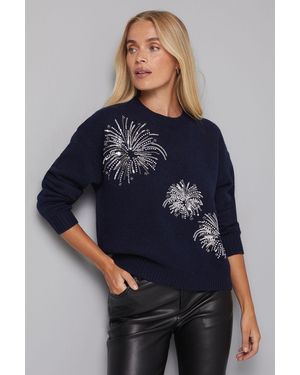Wallis Petite Sequin Firework Jumper - Blue