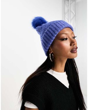 French Connection Chevron Bobble Hat - Blue