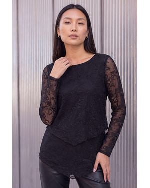 Roman Lace Layered Hem Top - Blue