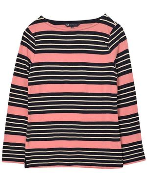 Crew Long Sleeve Striped Cotton Top - Red