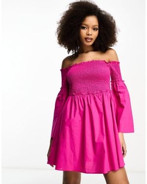 French Connection Cotton Flute Sleeve Mini Dress - Pink