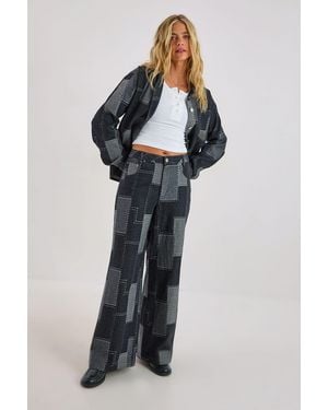 Nasty Gal Patchwork Denim Baggy Jeans - Blue