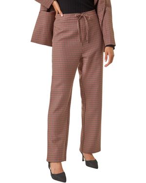 Roman Petite Houndstooth Trouser - Brown
