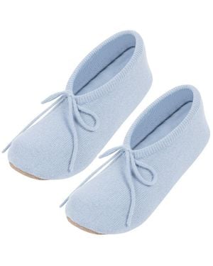 Pure Luxuries 'Millom' Powder Cashmere & Merino Wool Medium Ballet Slippers - Blue