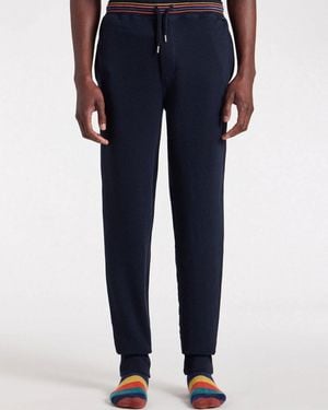 Paul Smith Cotton Jersey Lounge Trousers With Artist Stripe Waistband - Blue