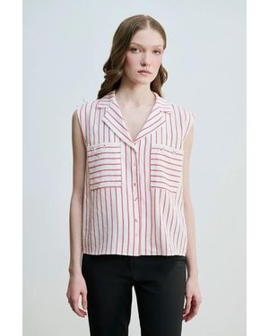 GUSTO Striped Sleeveless Shirt - Pink