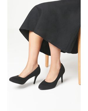Good for the Sole Wide Fit Elsa Almond Toe Stiletto Heel Court Shoes - Black