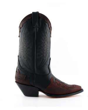 Grinders Burgundy Leather Cowboy Boots-Arizona - Black