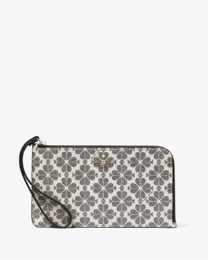 Kate Spade Lucy Flower Pvc Medium L-Zip Wristlet - Grey