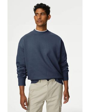 Secret Label Oversize Cotton Sweatshirt - Blue