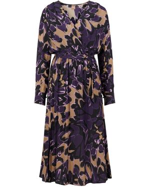 BOSS Demaia V-Neck Long Sleeve Midi Dress - Blue