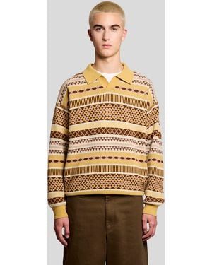 Lyle & Scott Fair Isle Lamswolmix Polotrui - Naturel