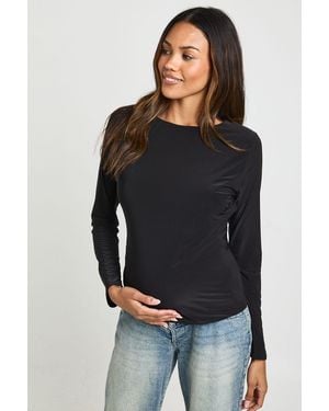 Boohoo Maternity Double Layer Slinky Long Sleeve T-Shirt - Black