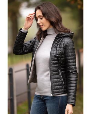 Monom 'Happy' Real Leather Hooded Jacket - Black