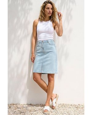Roman Cotton Denim Stretch Skirt - Blue