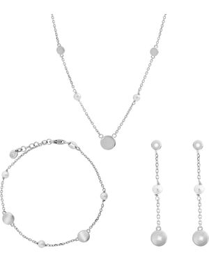 Orphelia 'Milena' 925 Sterling Set: Chain + Bracelet + Earrings - White