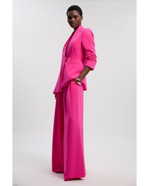 Karen Millen Petite Soft Tailored Wide Leg Trouser - Pink
