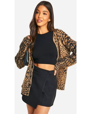 Boohoo Wrap Over Tailored Mini Skirt - Black