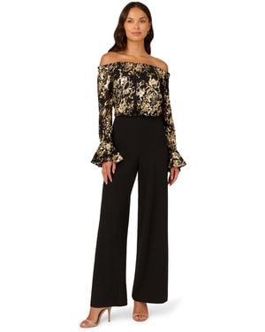 Adrianna Papell Lace And Crepe Jumpsuit - Black
