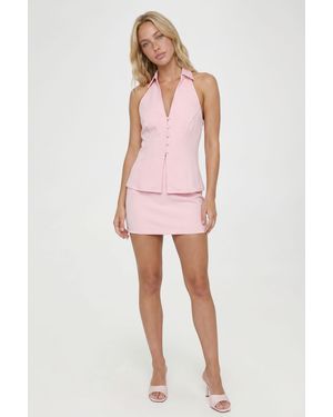 Boohoo Collared Button Front Fitted Waistcoat - Pink