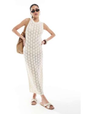 Vero Moda Crochet Knitted Midi Dress - White