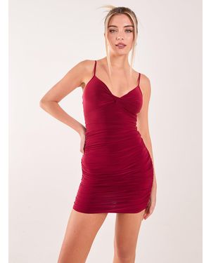 Pink Vanilla Twisted Front Strappy Mini Dress - Red