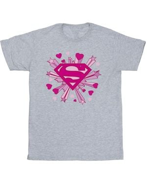 Dc Comics Superman Hearts And Stars Logo T-Shirt (Sports) - Grey