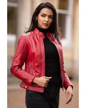 Ashwood Leather 'Kore' Real Biker Jacket - Red