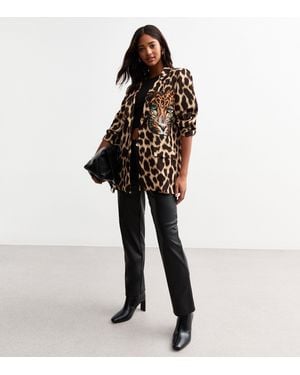 Gini London Contrast Animal Edge To Blazer - Black