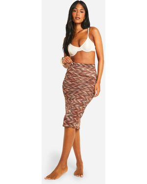 Boohoo Tall Multi Knitted Beach Midaxi Skirt - Orange