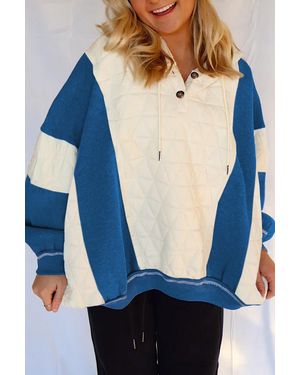 Everyday the Label Colour Block Quilted Sweatshirt - Blue