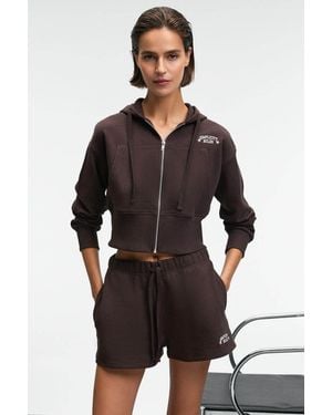 Grimelange Embroidered High Waist Sweat Shorts - Black