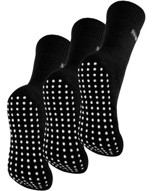 THMO 3 Pair Fleece Lined Breathable Slipper Socks - Black