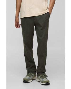 BoohooMAN Elasticated Waist Slim Fit Waffle Smart Trousers - Green