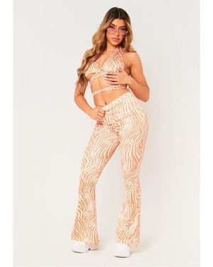 Missy Empire Missy Empire Print Flared Trousers - Orange