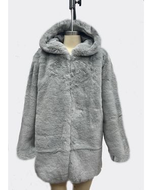 Gini London Faux Bont Jas Met Capuchon - Grijs