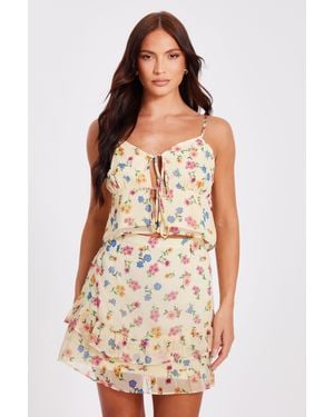 Quiz Floral Mini Skirt - White