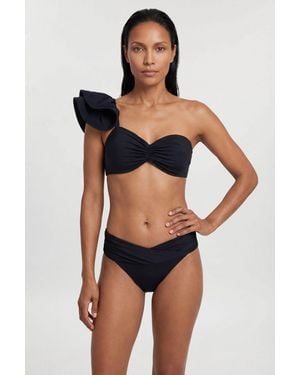Karen Millen Drama One Shoulder Frill Bikini Top - Black