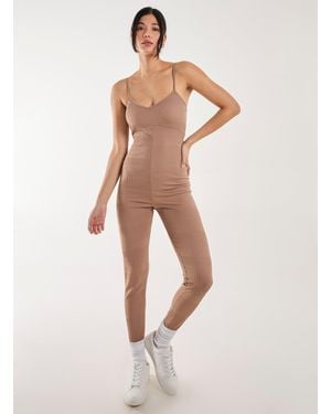 Pink Vanilla Ribbed Bodycon Unitard All - White