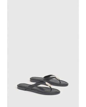 Boohoo Trim Detail Flip Flops - Grey