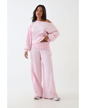 DSGN Studio Lightweight Mid Rise Fold Over Waistband Jogger - Pink