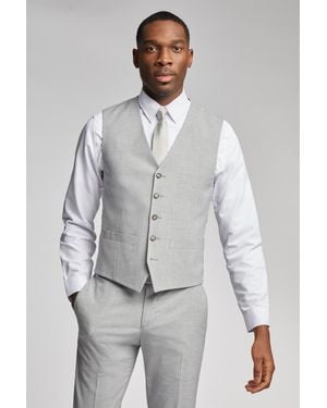 Antique Rogue Single Breasted Sleeveless Five Button V-Neck Slim Fit Waistcoat - Grey