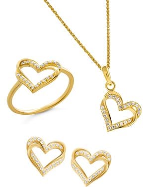 Orphelia 'Cecilia' 925 Sterling Set: Necklace + Earrings + Ring - Metallic