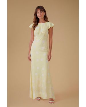 Oasis Polkadot Crepe Maxi Dress - Natural