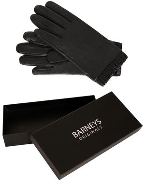 Barneys Originals Gift Boxed Leather Gloves With Elasticated Cuff - Black
