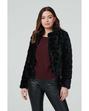 Izabel London Faux Fur Cropped Jacket - Black