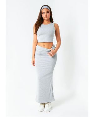 Missy Empire Missy Empire Fold Over Maxi Skirt - White